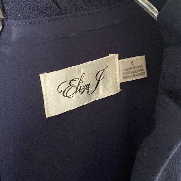 Eliza J Ruffled Sleeveless Jumpsuit V Neck Size‎ 6 Navy - Picture 5 of 9